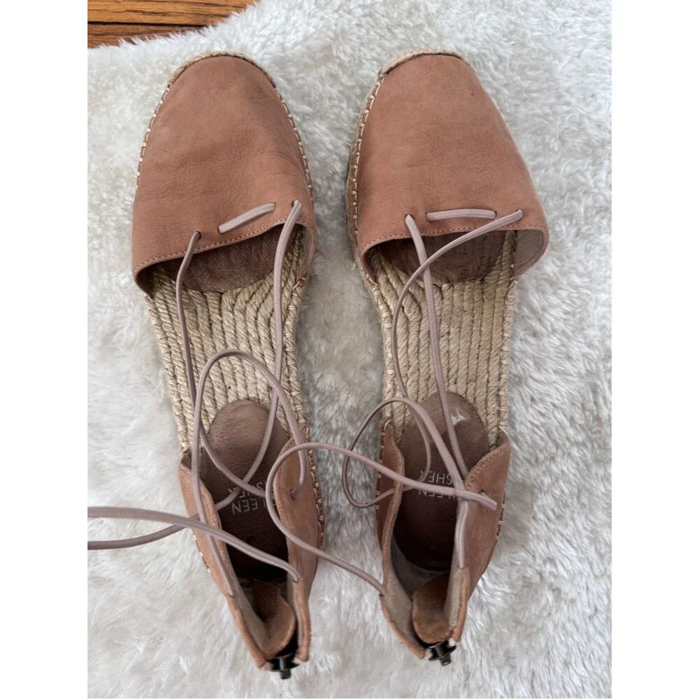 Eileen Fisher Women's Lace-Up Suede Leather Espadrille Flats in Tan